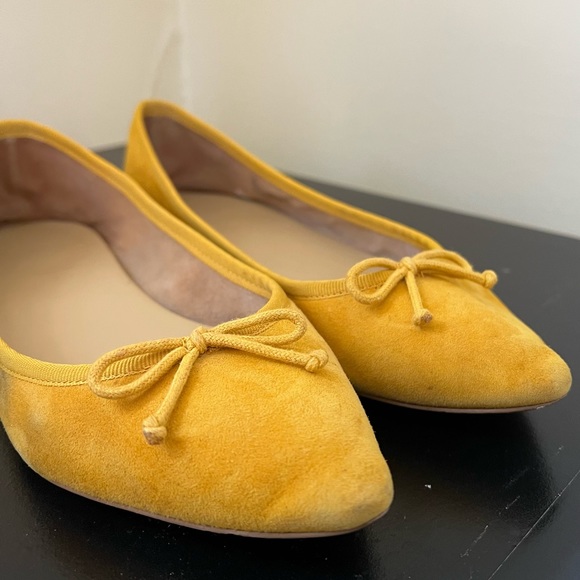 TALBOTS "Mira" Yellow Suede Pointy Toe Ballet Flats Shoes - Picture 7 of 10